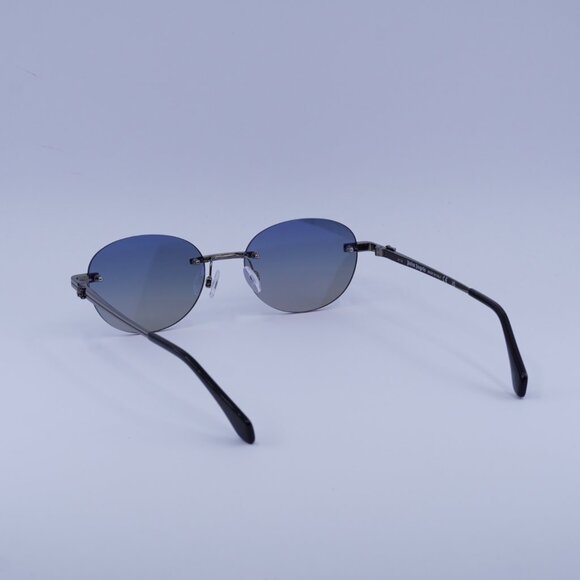 Palm Angels PERI10H CRYSTAL 1007 Sunglasses Gunmetal Oval Frame, Blue Lenses - Picture 6 of 10